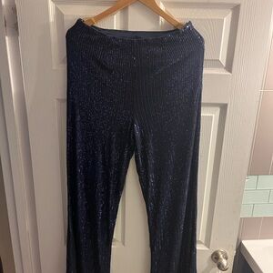 SHEIN Dark Blue Glitter Wide Leg Pants